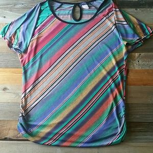 Multicolored Casual Knit Top Size Medium Keyhole
